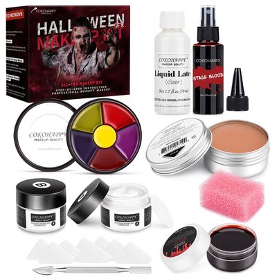 COKOHAPPY Halloween SFX Makeup Kit - 3 Ways Create Special Effect Stage THEATRICAL MAKEUP KIT for professional Body &amp; Face Paint