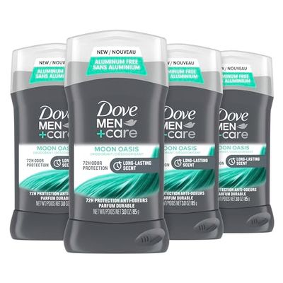 Dove MenCare Aluminum-Free Deodorant Moon Oasis 4 Count for a Long-Lasting Scent, with 72H Odor Protection, 3.0 oz