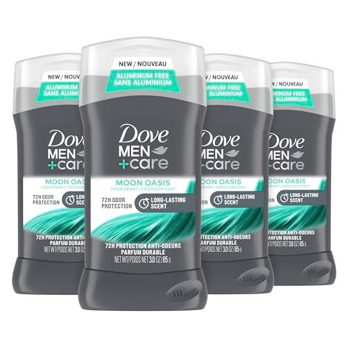 Dove MenCare Aluminum-Free Deodorant Moon Oasis 4 Count for a Long-Lasting Scent, with 72H Odor Protection, 3.0 oz