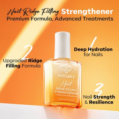 modelones Nail Strengthener, 8-in-One Nail Ridge Filler Base Coat Nail Polish Repair Nail Growth Treatment for Thin and Damaged Nails, Pure Bliss, 15ml