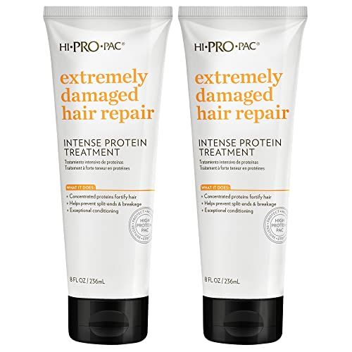 Hi-Pro-Pac Hair Mask - Extremely Damaged Hair Repair - (2-Pack) 8 fl oz - Intense Protein Treatment Hair Masque - Deeply Conditions, Fortifies, and Helps Prevent Split Ends and Hair Breakage