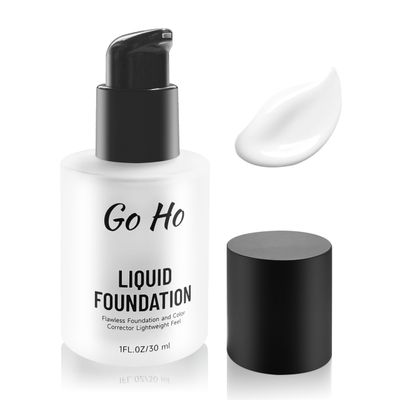 Go Ho White Liquid Foundation,Full Coverage White Foundation,Color Corrector White Demi Matte Finish for Goth Clown Make up, Daily,Cosplay, Halloween Makeup