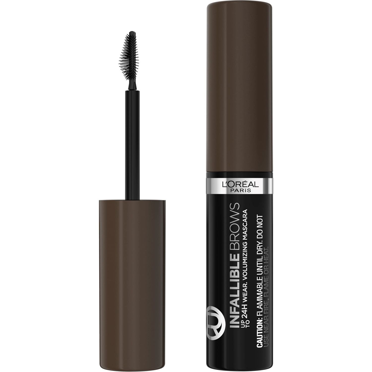 L&#39;Oreal Paris Infallible Volumizing 24H Wear Brow Mascara, Long Lasting Eyebrow Makeup for 2X Fuller Eyebrows, 3.0 Soft Black, 0.13 Fl Oz