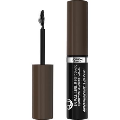 L&#39;Oreal Paris Infallible Volumizing 24H Wear Brow Mascara, Long Lasting Eyebrow Makeup for 2X Fuller Eyebrows, 3.0 Soft Black, 0.13 Fl Oz