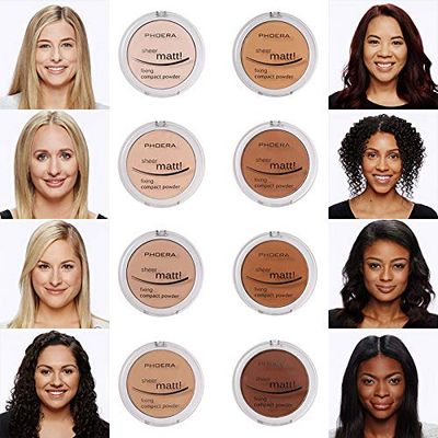 2 Pack PHOERA Matte Face Powder, Control Oil Brighten Skin Color Full Coverage Flawless Face Setting Loose Powder203- Nude