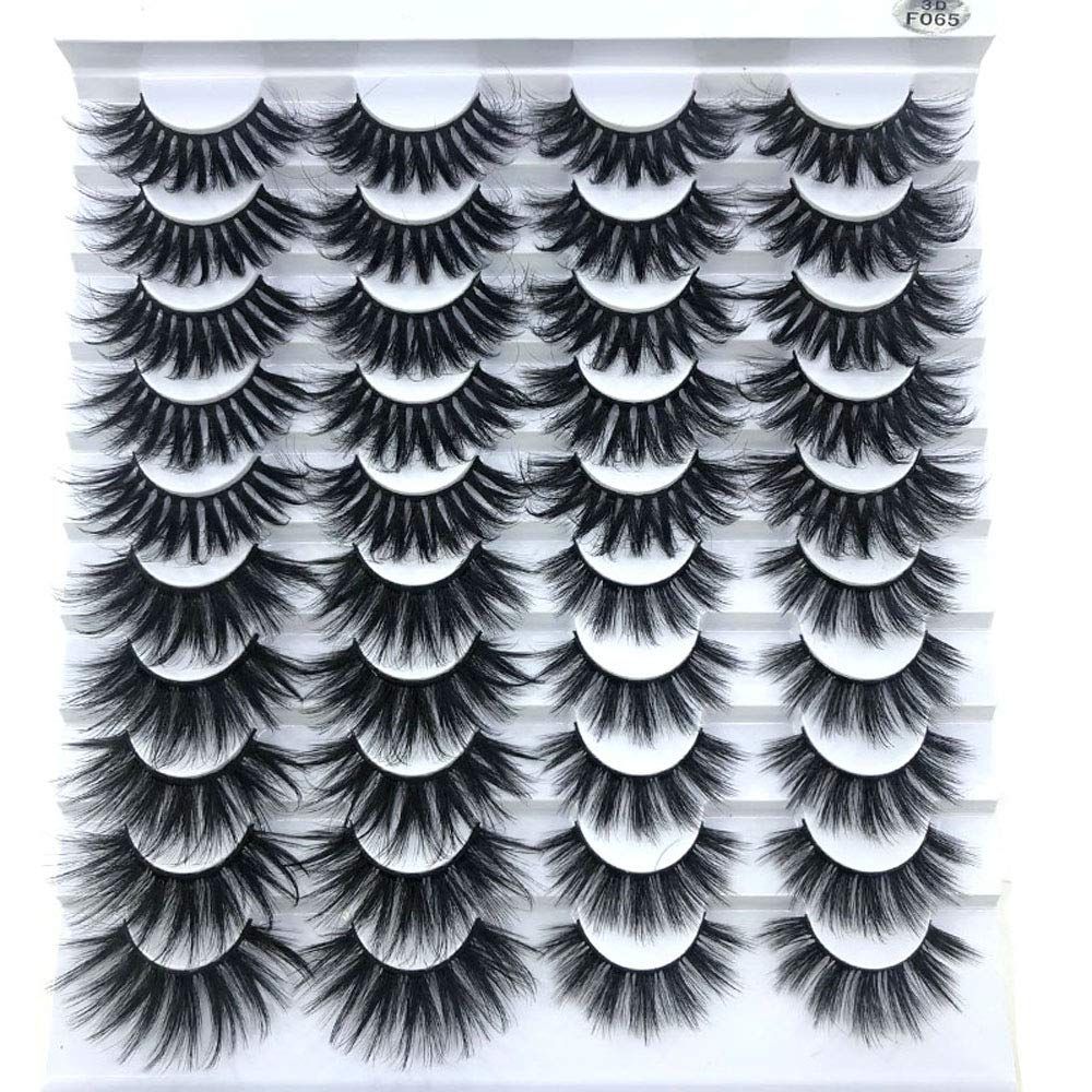HBZGTLAD 20 pairs 3D Mink Lashes Natural False Eyelashes Dramatic Volume Fake Lashes Makeup Eyelash Extension Silk Eyelashes(F065)