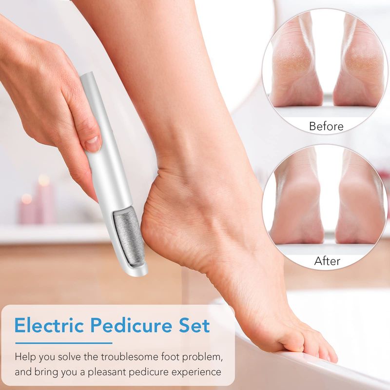 LINKEVAP Electric Callus Remover for Feet, Professional Pedicure Kit Foot Scrubber for Dry, Dead, Cracked, Hard Skin, at Home Feet Spa Care Kit for Men &amp; Women (Cold White)