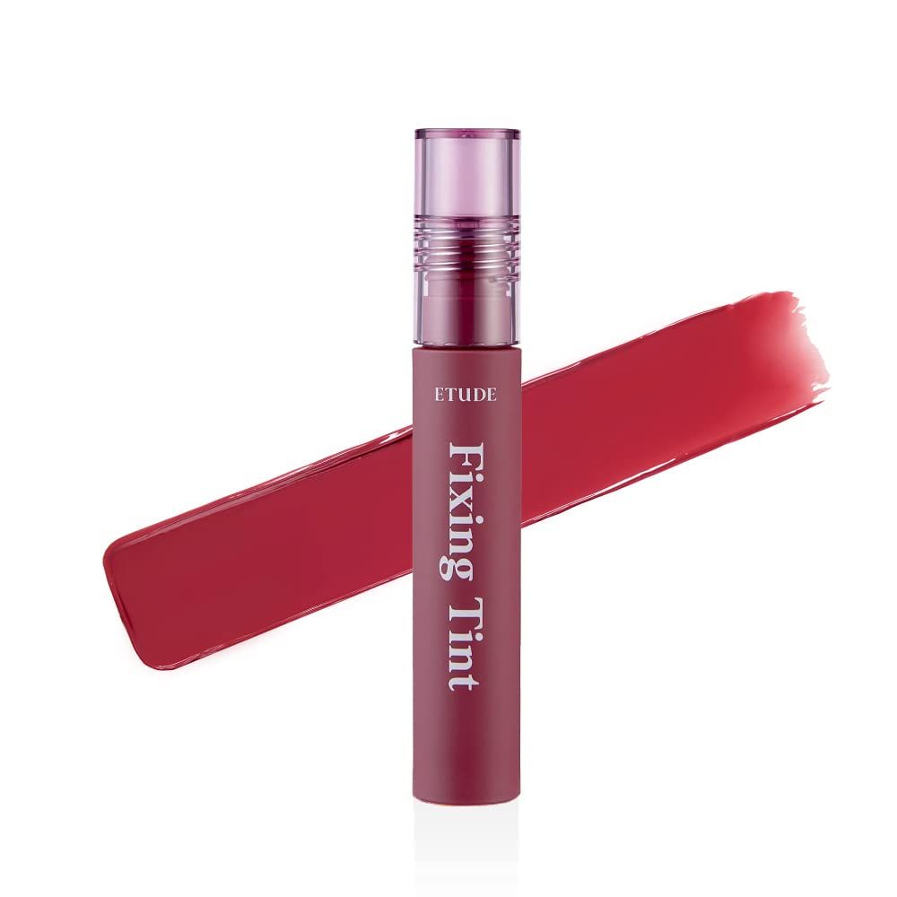 ETUDE Fixing Tint 4g | Long Lasting, High Pigmented Liquid Lipstick, Lip Stain, Waterproof, Lightweight matte finish, Full Coverage (#07 Cranberry Plum)