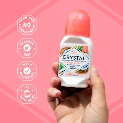 Crystal Deodorant Essence Roll-On 2.25oz Coconut Vanilla (3 Pack)