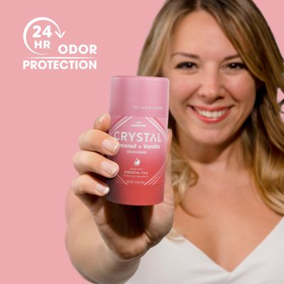Crystal Magnesium Solid Stick Natural Deodorant, Non-Irritating Aluminum Free Deodorant for Men or Women, Safely and Effectively Fights Odor, Baking Soda Free, Coconut  Vanilla, 2.5 oz