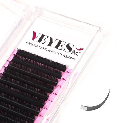 VEYES INC Flat Lash Extension 0.150.20 | CCCD Curl | 8-20mm Mix &amp; Single Length Tray, Professional Eyelash Extension Supplies, Matte Black (0.15 CC 8-16mm)