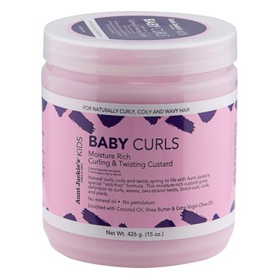 Aunt Jackie&#39;s Kids Baby Curls, Moisture Rich Curling and Twisting Custard for Naturally Curly, Coily and Wavy Hair, 15 oz