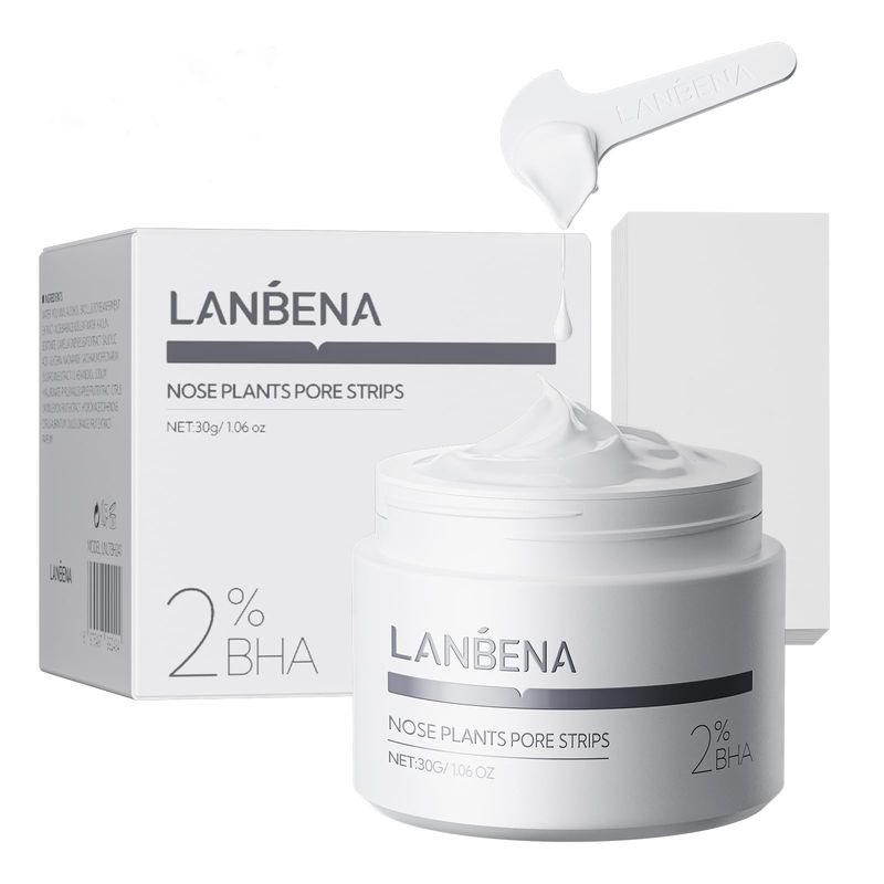 LANBENA 2.0 Blackhead Remover, Nose Plants Pore Strips Deep Cleansing Peel off Mask with Salicylic Acid, Amazonian White Clay, 60Pcs Nose Strips Black Heads Remover from Face