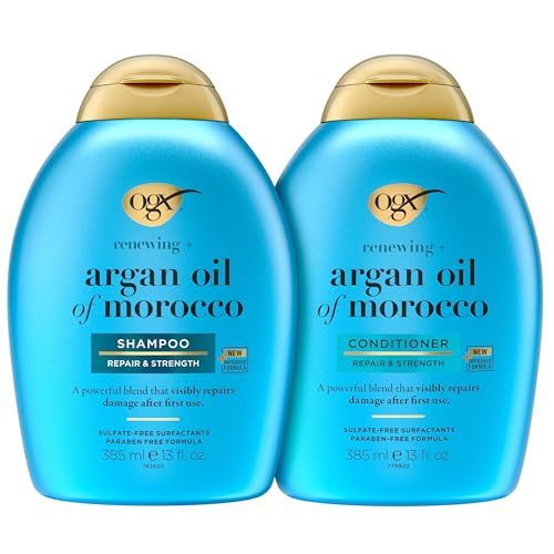 OGX Renewing  Argan Oil of Morocco Shampoo &amp; Conditioner Set, 13 Fl Oz (Pack of 2) (packaging may vary), Blue