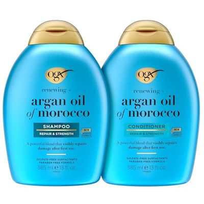 OGX Renewing  Argan Oil of Morocco Shampoo &amp; Conditioner Set, 13 Fl Oz (Pack of 2) (packaging may vary), Blue