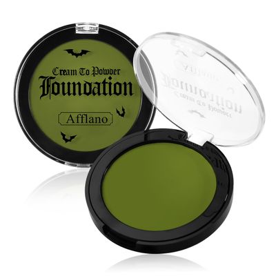 Green Face Paint Foundation Makeup, Waterproof High Pigment Shrek Face Paint Concealer, Smooth Texture Cream Greasepaint, Matte Goth Face Painting Professional for Wicked Witch Costume Halloween SFX