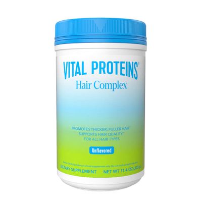 Vital Proteins Collagen Peptides  Biotin 10000mcg Hair Complex, Hair Growth Supplement - Clinically Studied Lustriva to Promote Thicker Fuller Hair, 20g Unflavored Collagen for Women 11.4oz Powder