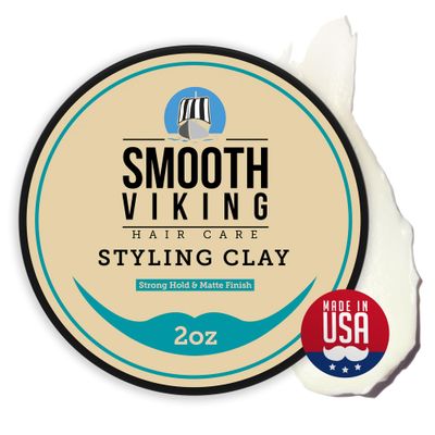 Smooth Viking Hair Clay for Men - Strong Hold, Clay Pomade, Hair Paste, Styling Clay with Matte Finish, Made in USA, 2oz