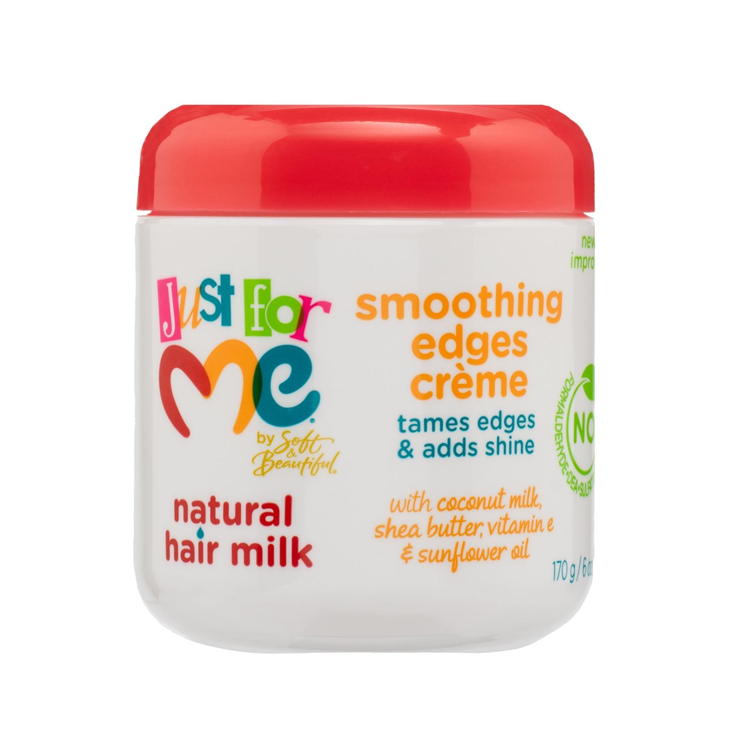 Just For Me Natural Hair Milk Smoothing Edges Creme, Tames Edges &amp; Adds Shine, With Coconut Milk, Shea Butter, Vitamin E &amp; Sunflower Oil, 6 Ounce