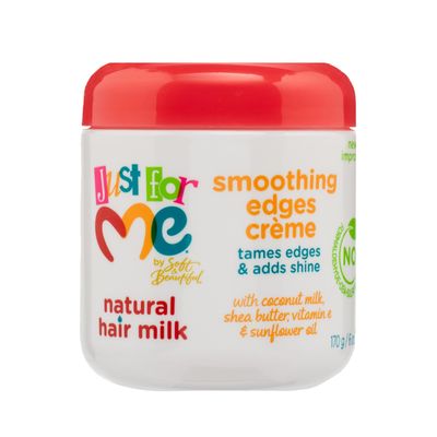 Just For Me Natural Hair Milk Smoothing Edges Creme, Tames Edges &amp; Adds Shine, With Coconut Milk, Shea Butter, Vitamin E &amp; Sunflower Oil, 6 Ounce