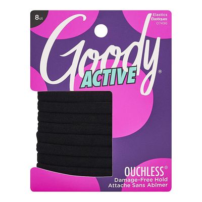 Goody Ouchless Seamless Hair Elastics - 8 Ct, Black, Damage-Free Gentle Hold Hair Ties, No Snag or Pull, For All Occasions, Chic Hair Accessories for Women &amp; Men, All Hair Types