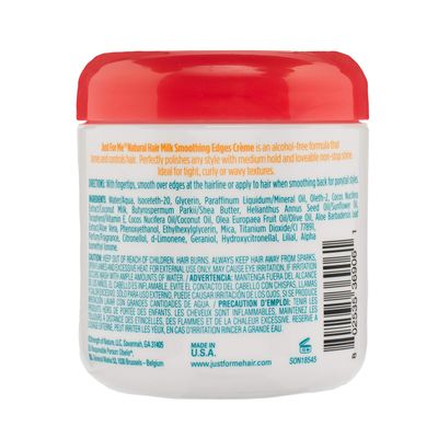 Just For Me Natural Hair Milk Smoothing Edges Creme, Tames Edges &amp; Adds Shine, With Coconut Milk, Shea Butter, Vitamin E &amp; Sunflower Oil, 6 Ounce