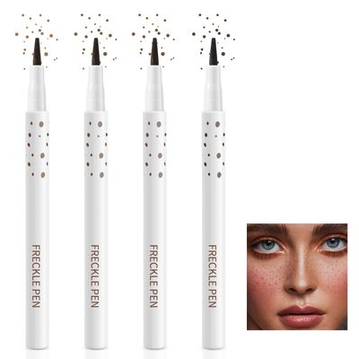 AFGHOUZ Freckle Pen Set, 4 Colors Fake Freckle Makeup Pen Waterproof, Freckle Maker Dot Spot Pen Create Natural Sunkissed Skin