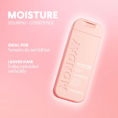 Monday Haircare Moisture Shampoo &amp; Conditioner Travel Pack - 3oz, 90ML Travel Kit (2 x Shampoo,2 x Conditioner)