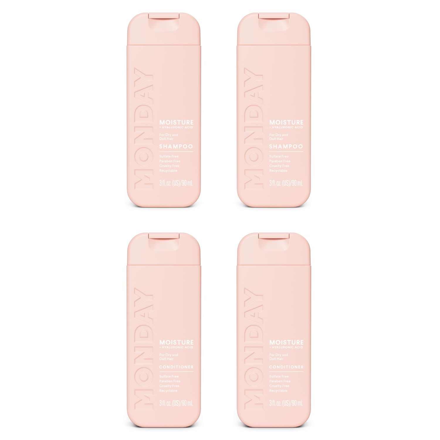 Monday Haircare Moisture Shampoo &amp; Conditioner Travel Pack - 3oz, 90ML Travel Kit (2 x Shampoo,2 x Conditioner)