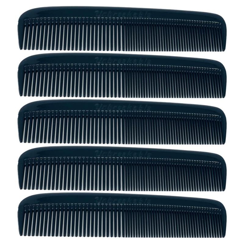 G.B.S (5 Pack) Pocket Comb Black Unbreakable Round Teeth Course Fine Pocket Beard &amp; Mustache Combs for Men's Hair | Sideburns Travel-Friendly Symmetry, Friendly Birthday Gifts