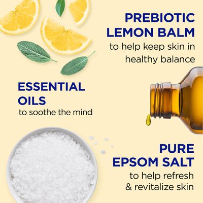 Dr Teal's Body Wash with Pure Epsom Salt, with Prebiotic Lemon Balm &amp; Sage, 24 fl oz (Pack of 4) (Packaging May Vary)