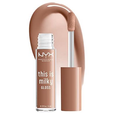 NYX PROFESSIONAL MAKEUP This Is Milky Gloss, Vegan Lip Gloss, 12 Hour Hydration - Cookies &amp; Milk (Cool Beige Nude)