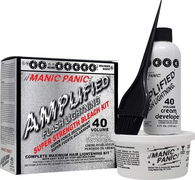 MANIC PANIC Flash Lightning Hair Bleach Kit - 40 Volume Developer  Bleach Powder Hair Lightener For Dark Hair  Lifting up to Seven Levels - Vegan And Cruelty Free