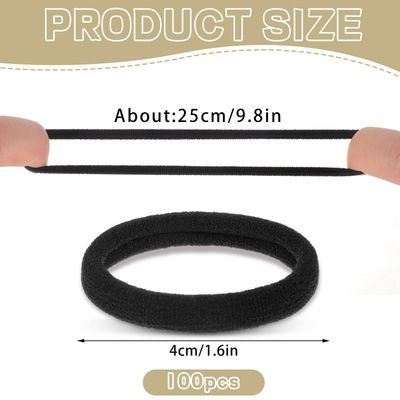 obeoby 100PCS Black Hair Ties, Seamless Hair Ties Ponytail Holders Elastics Hair Accessories for Women Girls