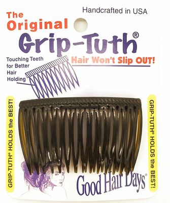 Good Hair Days Grip-Tuth Combs - Set Of 2 Hair Side Combs - Hair Combs For All Types Of Hair - Decorative &amp; Hair Styling Women Accessories (Tortoise Shell, 2   Wide)