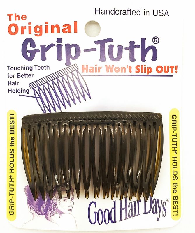 Good Hair Days Grip-Tuth Combs - Set Of 2 Hair Side Combs - Hair Combs For All Types Of Hair - Decorative &amp; Hair Styling Women Accessories (Tortoise Shell, 2   Wide)