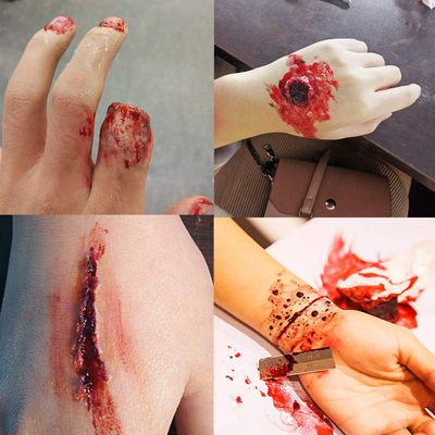 MEICOLY SFX Makeup Kit Scars Wax,Fake Blood Spray(2.1Oz) Halloween Special Effects Wound Wax(1.67Oz) with Spatula,Stipple Sponge,Coagulated Blood Gel(1.06Oz),5ml Castor Sealer,Scary Clown Makeup 01