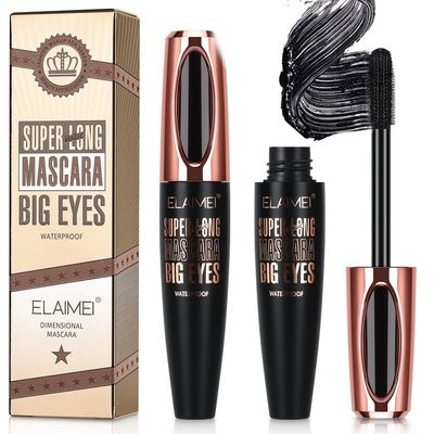 2 Pack Mascara Black Volume and Length, Natural Waterproof Smudge-Proof 4D Silk Fiber Lash Mascara Long-Lasting, Adds Length, Depth &amp; Glamour Effortlessly
