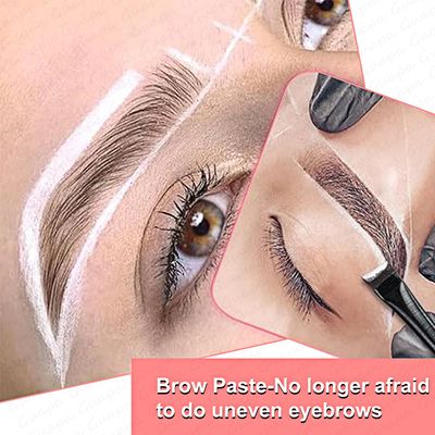 20g White Brow Mapping Paste Brow Contour Paste Brow Lip Shape Position Tool, 2pcs Eyebrow Brush Kit, Mapping Tool for Sketching Contouring the Eyebrow and Lip (Silver Tin Kit)