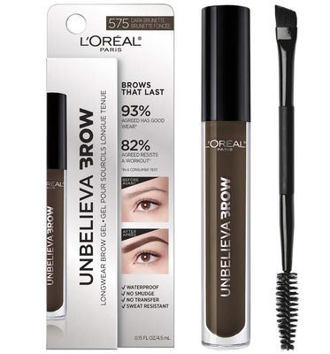 L&#39;Oreal Paris Unbelieva-Brow Longwear Waterproof Tinted Brow Gel, Smudge-resistant, Transfer- Proof, Quick Drying, Easy and quick application with precise brush, Dark Brunette, 0.15 fl. oz.