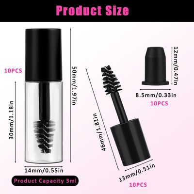 Molain 10 PCS Empty Mini 3ml Mascara Tubes, Mini Eyelash Cream Container Bottle with Eyelash Wand Rubber Inserts, Empty Mascara Tube Kit for DIY Mascara for Home and Travel