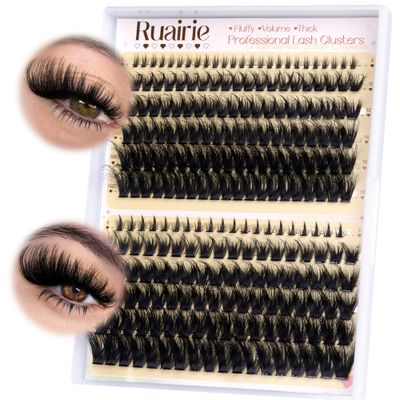 Ruairie Fluffy Lash Clusters Eyelash Extensions 150D200D Volume Eyelash Clusters Lash Extension 10-18MM D Curl Eye Lash Clusters Thick Wispy Individual Lashes with Bottom Lash Clusters