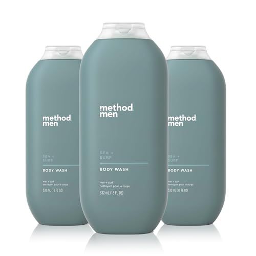Method Men Body Wash, Sea  Surf, Paraben and Phthalate Free, 18 FL Oz (Pack of 3),Softening