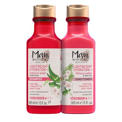 Maui Moisture Lightweight Hydration  Hibiscus Shampoo  Conditioner for Daily Moisture, No Sulfates, 13 Fl Oz