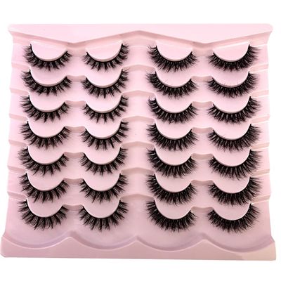 HBZGTLAD 1416 Pairs Eyelashes Mink Lashes Fluffy Soft Wispy Natural Cross Eyelash Extension Reusable Lashes Dramatic False Eyelashes Makeup (14pairs-RH-01)