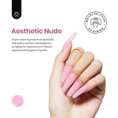Beetles Jelly Gel Nail Polish Set 6 Colors Neutral Sheer Shimmer Glitter Nails Nude Pink Gel Polish Kit Translucent Soak off Uv Nail Gel Diy Manicure Nail Trend Nail Art Valentine's Day Gift for Women