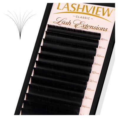 LASHVIEW Eyelash Extension, 0.05 D Curl 8-16mm Mixed Volume Lash Extensions, Professional Lash Trays for Lash Extensions (0.05 D 8-16mm)