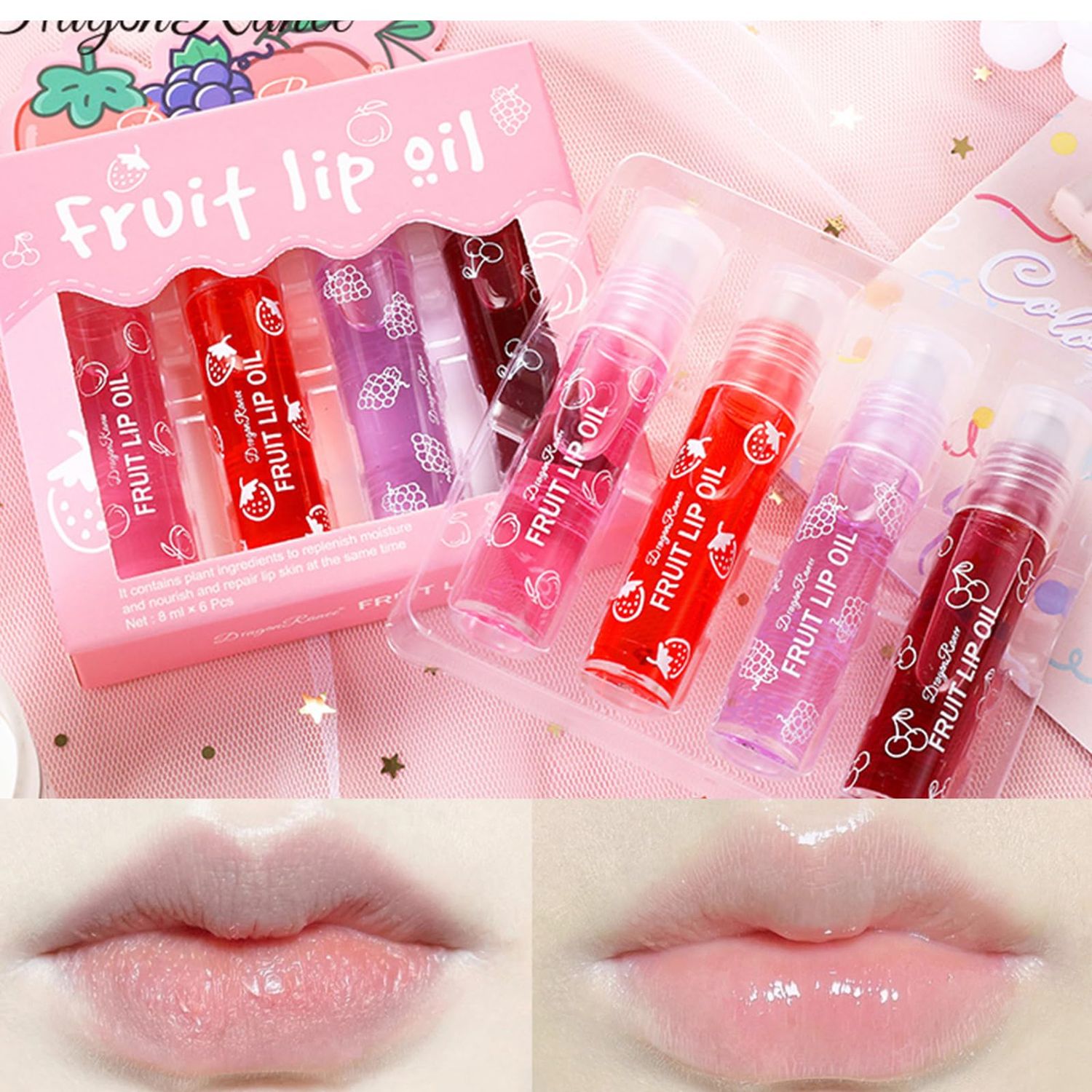 Bekoeen Roll On Lip Gloss for Teen, Fruity Flavors Moisturizing Lip Stain,Kids Lip care,Non Toxic,riendly, Party Gift