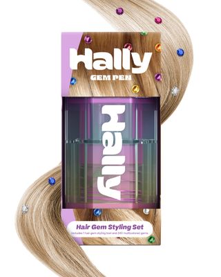 Hally Hair Gems Pen Applicator - Includes Hair Styling Tool with 240 Multicolored Adhesive Gem Stickers Hair Jewels - Stylish Hair Accessories for School, Halloween, Festivals, Wedding, Parties &amp; More