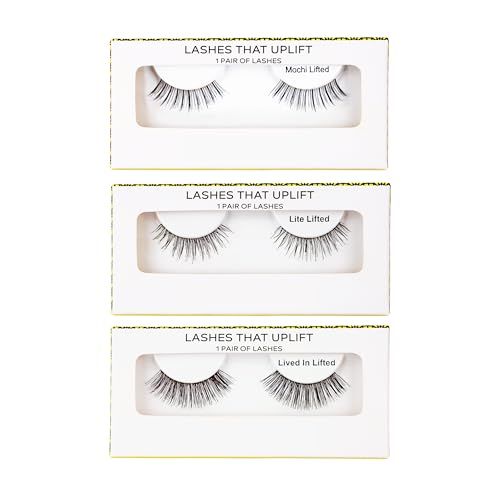 False Lashes for Monolids Sample 3 Pack - Natural Strip Lifting Eyelashes for Asian Eyes - Cute Manga Small Lash Styles - Hannah Cho Beauty